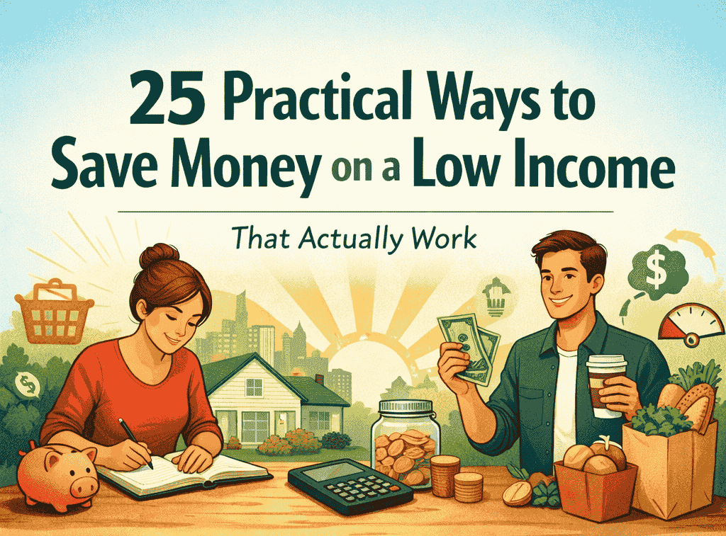 Person budgeting and tracking expenses to save money on a low income